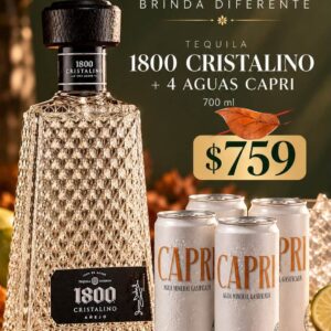 TEQUILA CUERVO 1800 CRISTALINO 700ml. + 4 AGUA CAPRI