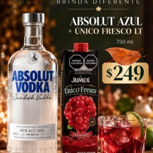 VODKA ABSOLUT REGULAR 750ML. + JUGO UNICO FRESCO LT